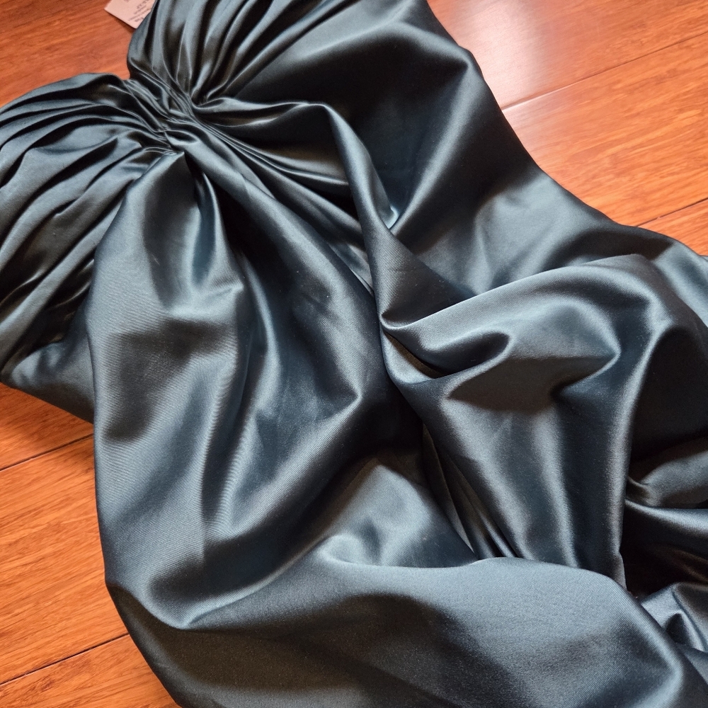 Elegant Forest Green Jewel Toned Satin Strapless Chateau Dress XS - Picture 11 of 16
